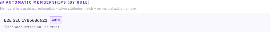 The read-only Automatic memberships (by rule) preview