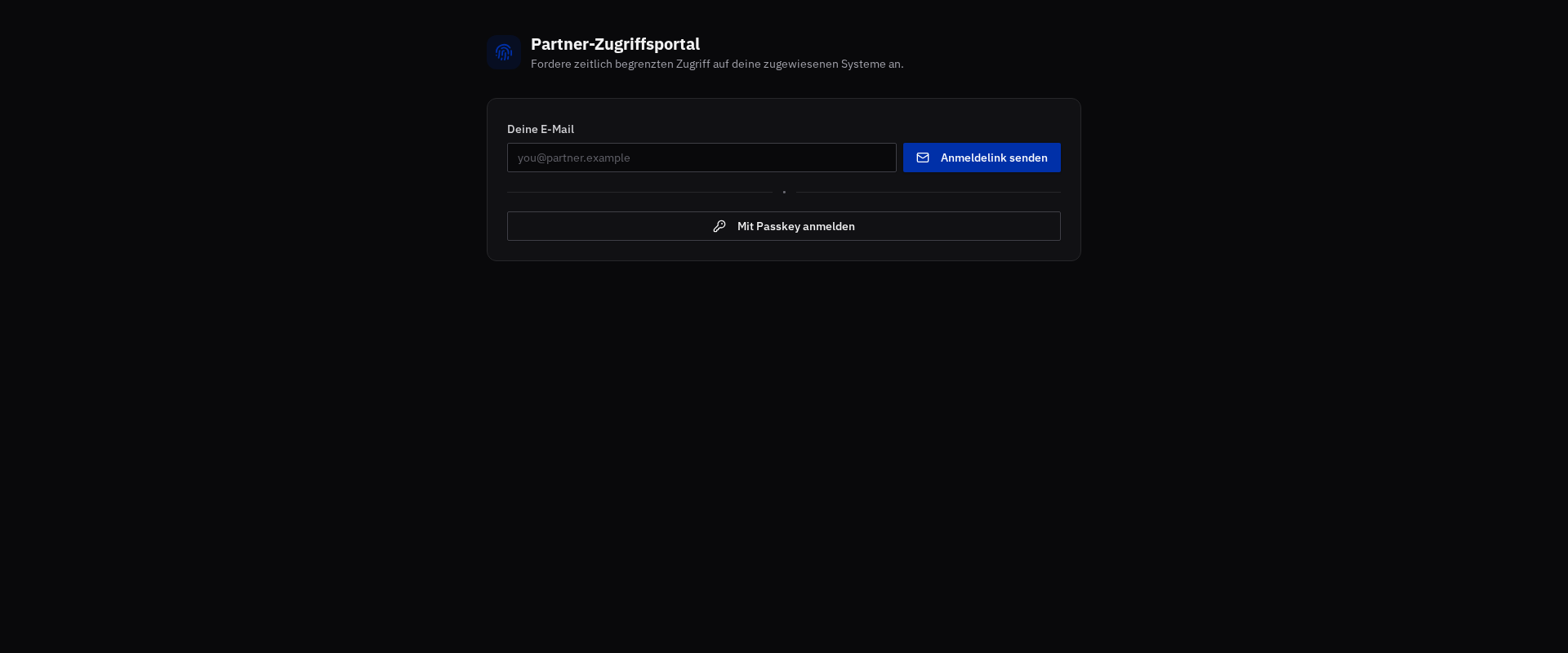 The public Partner Request Portal sign-in