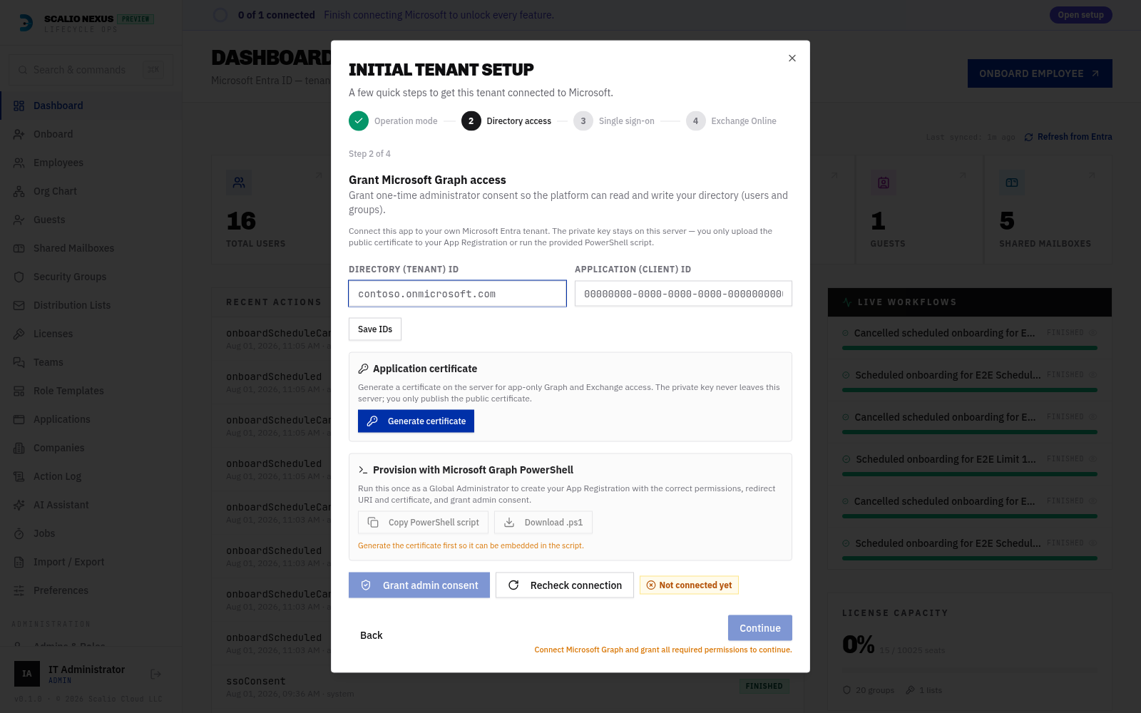 Setup Wizard — Directory access step